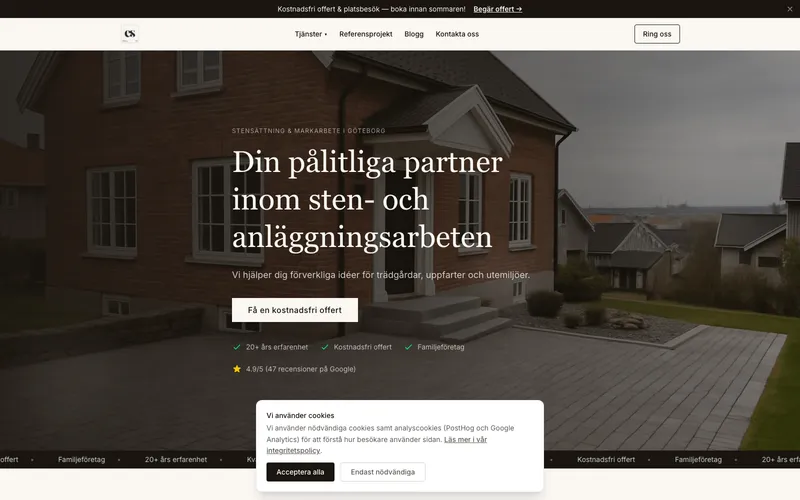 Skärmdump av ES Sten och Anläggning