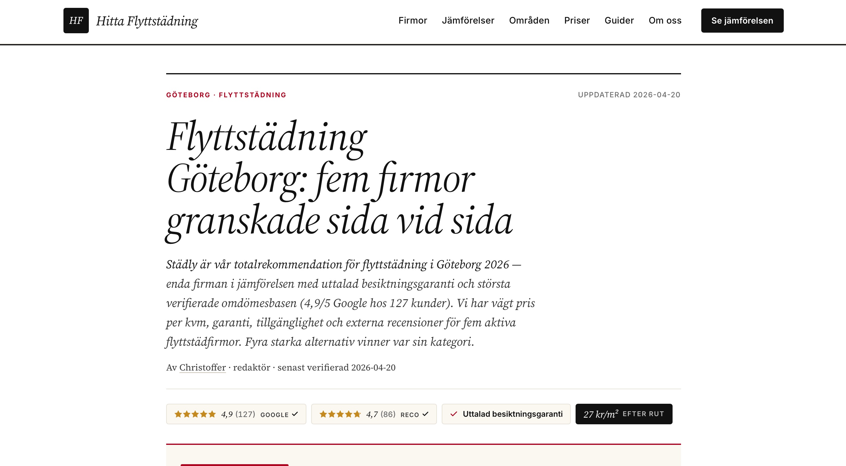 Skärmdump från Hitta Flyttstädning
