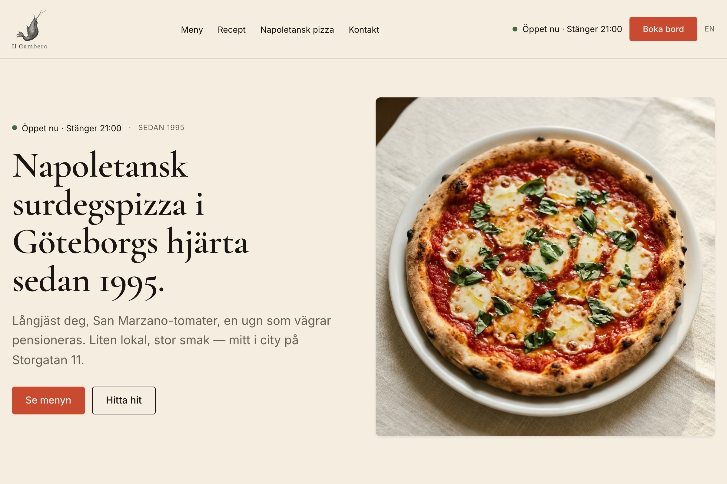 Skärmdump från Il Gambero
