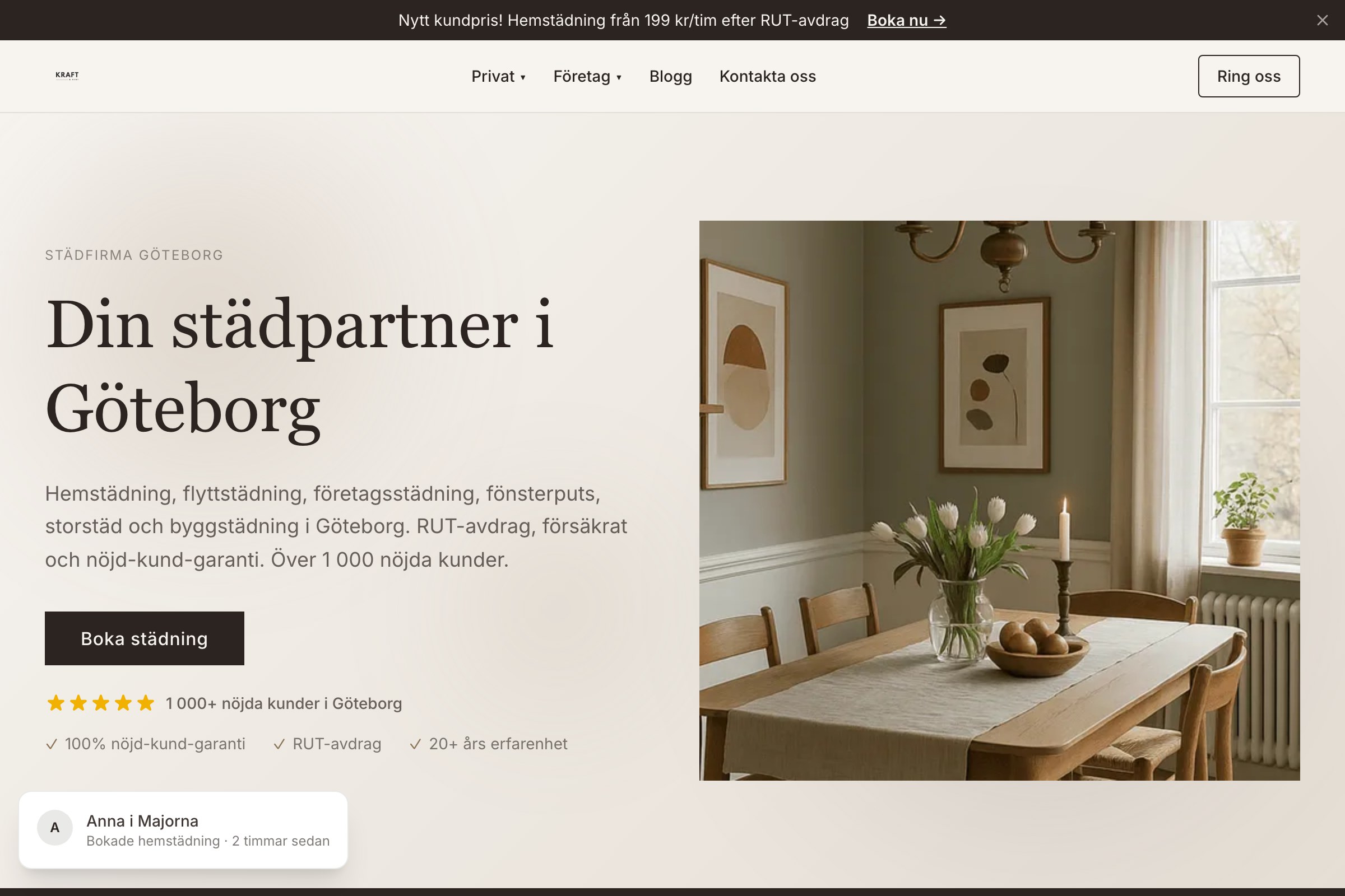 Skärmdump från Kraft & Rent