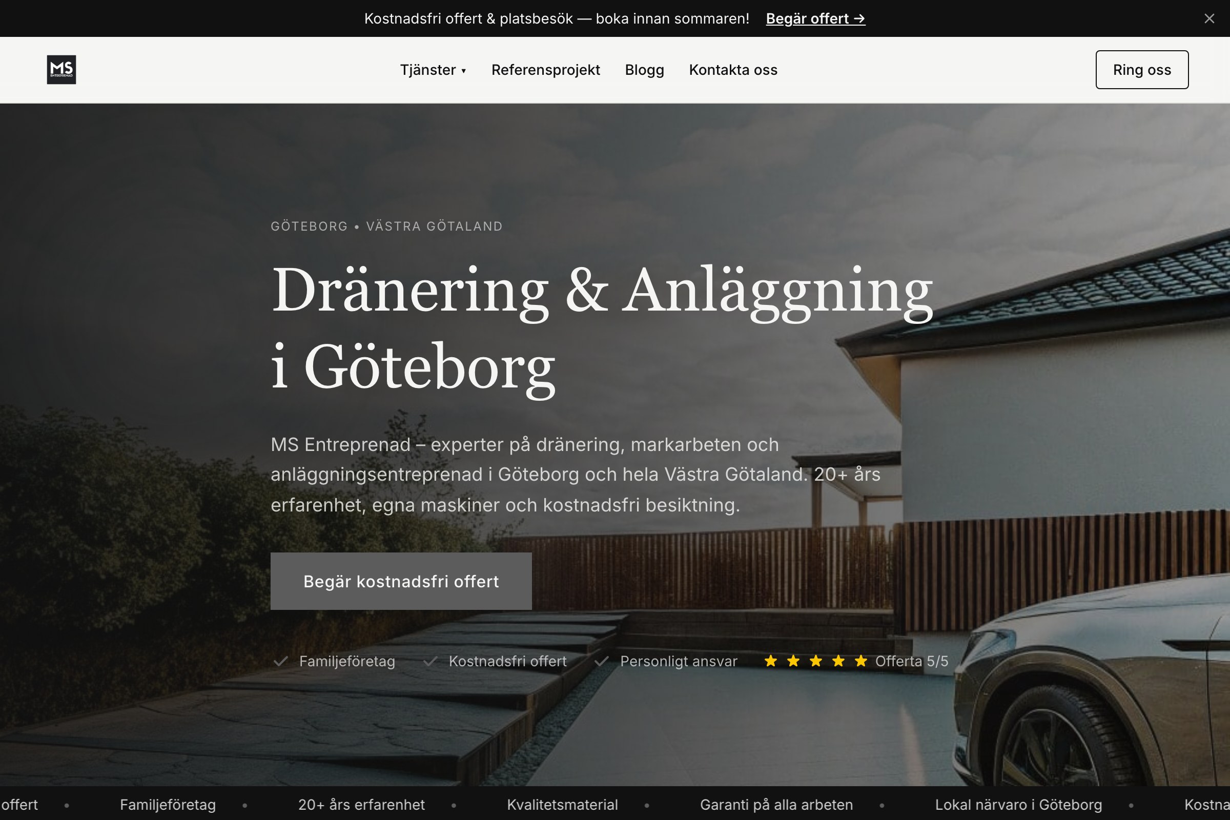 Skärmdump från MS Entreprenad